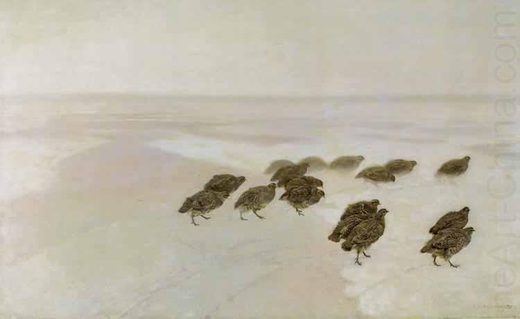 Jozef Chelmonski Partridges in snow oil painting picture